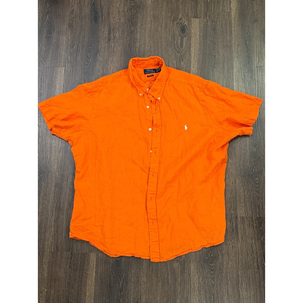 Polo Ralph Lauren Shirt Mens XXL Orange Classic Fit Short Sleeve